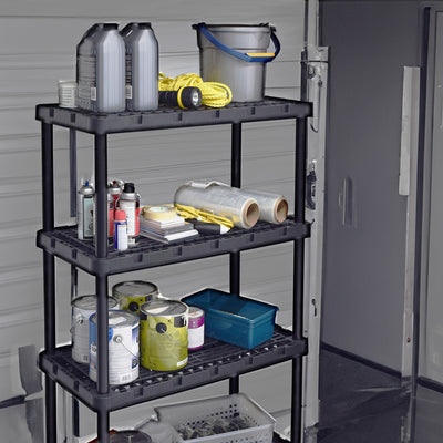 Gracious Living 4 Shelf Knect-A-Shelf Heavy Duty Storage, Black (For Parts) - VMInnovations