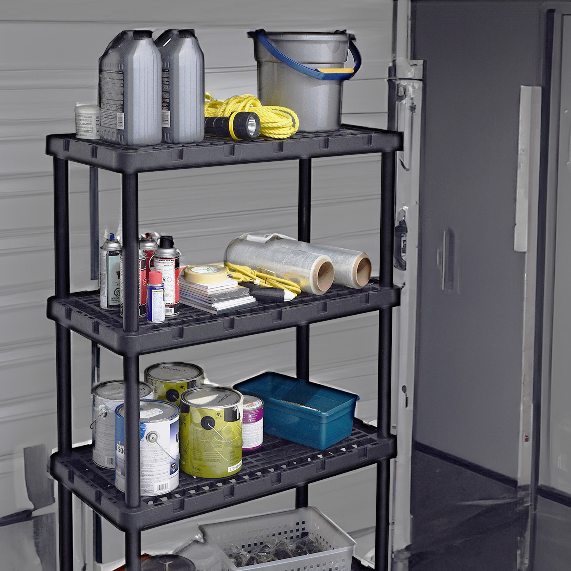 Gracious Living 4 Shelf Knect A Shelf Ventilated Storage Unit, Black, 2 Pack