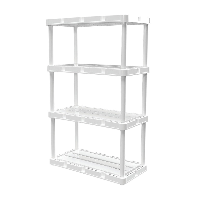 Gracious Living 4 Shelf Knect-A-Shelf Fixed Height Light Duty Storage Unit,White