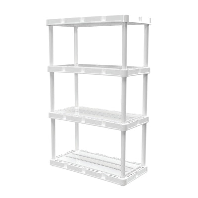 Gracious Living Resin 4 Shelf Storage Unit System for Garage, White (Open Box)