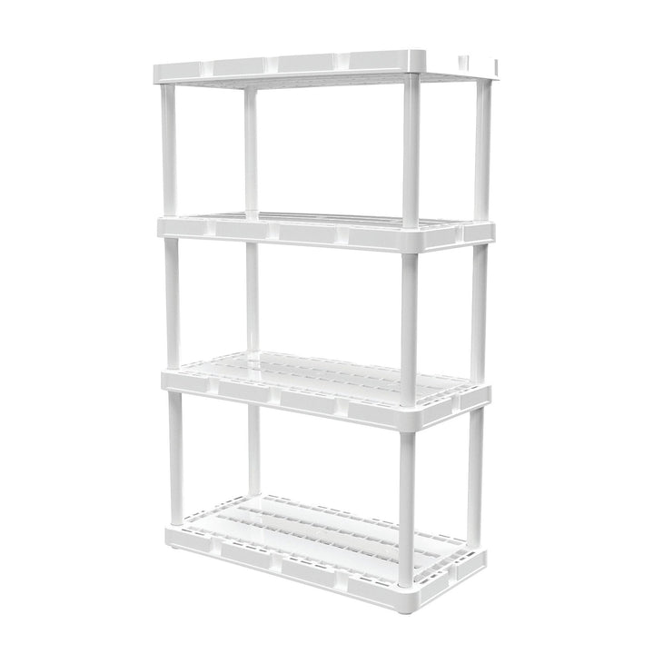 Gracious Living 4 Shelf Knect-A-Shelf Fixed Height Light Duty Storage Unit,White