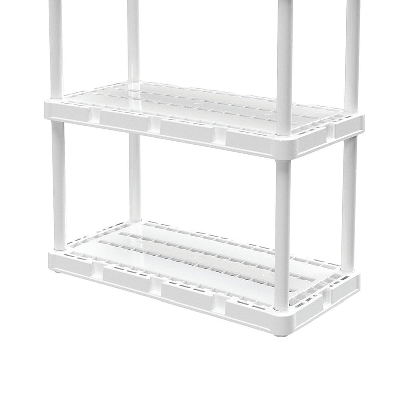 Gracious Living 4 Shelf Knect-A-Shelf Fixed Height Light Duty Storage Unit,White