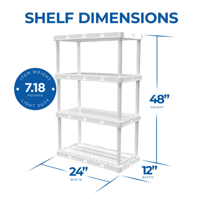 Gracious Living 4 Shelf Knect-A-Shelf Ventilated Storage Unit, White (3 Pack)
