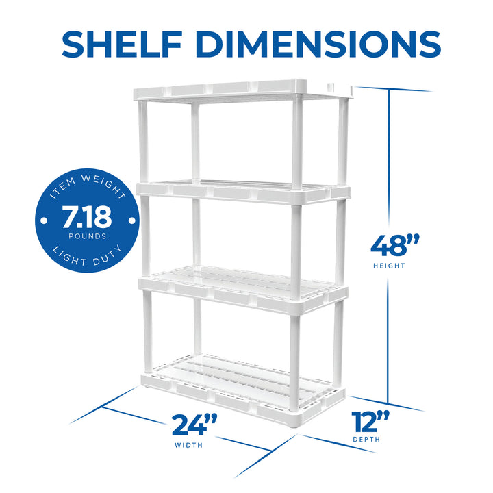 Gracious Living 4 Shelf Knect-A-Shelf Ventilated Storage Unit, White (4 Pack)