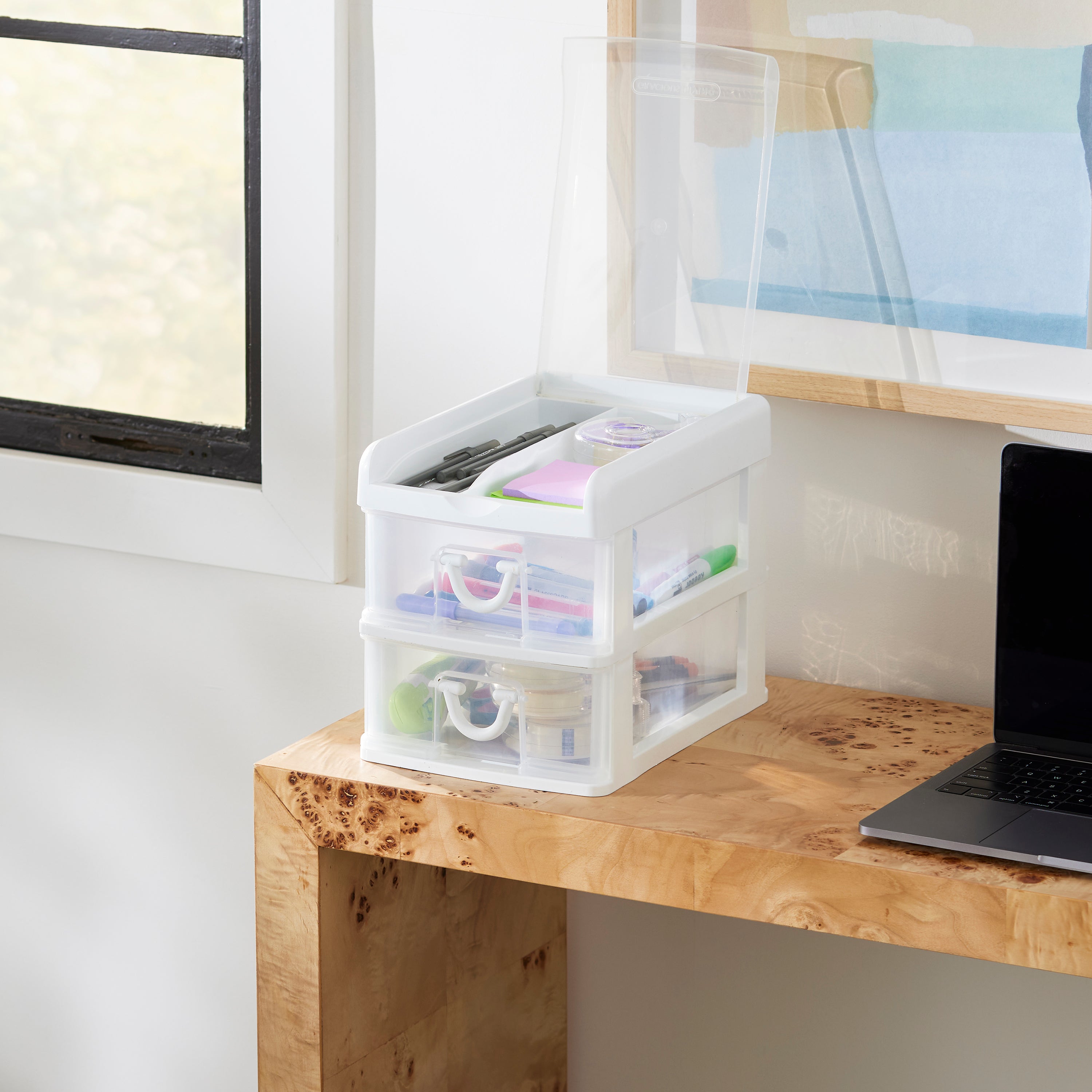 Gracious Living 2 Drawer Desktop Countertop Organizer with Flip Top Lid (4 Pack)