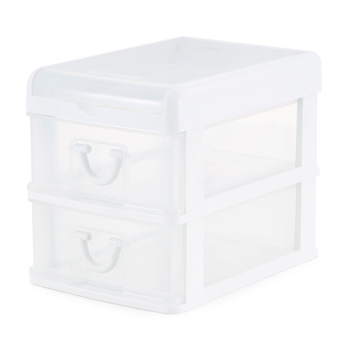 Gracious Living 2-Drawer Desktop and Countertop Organizer Drawer Set, White/Clear 