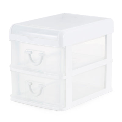 Gracious Living 2-Drawer Desktop and Countertop Organizer Drawer Set, White/Clear 