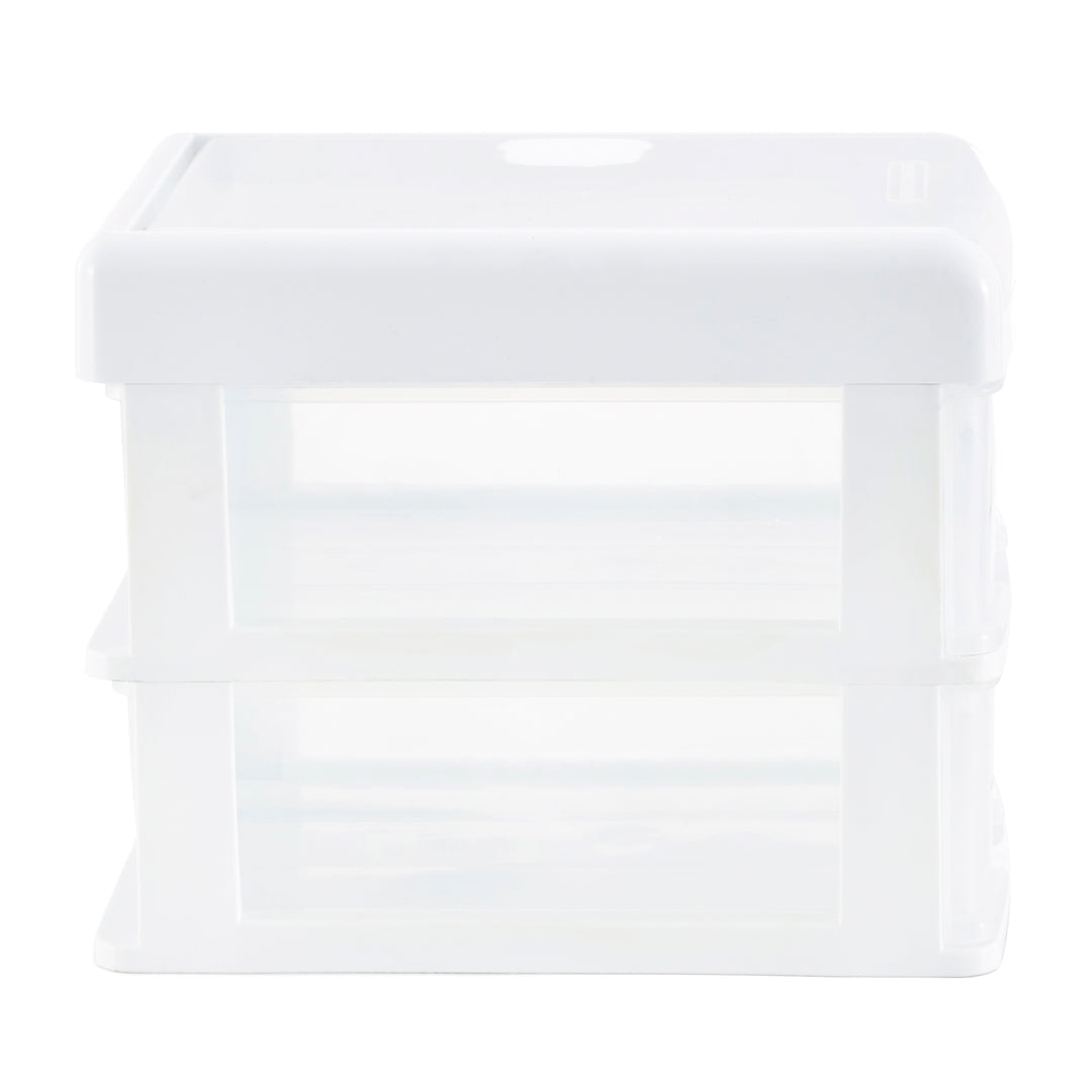 Gracious Living 2-Drawer Desktop and Countertop Organizer Drawer Set, White/Clear 