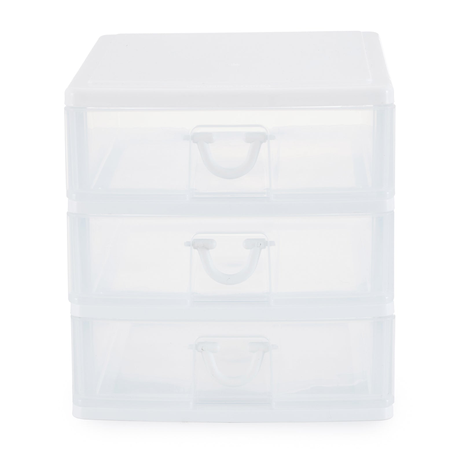 Clear Mini 3 Drawer Desk and Office Organizer with White Finish (Used) - VMInnovations