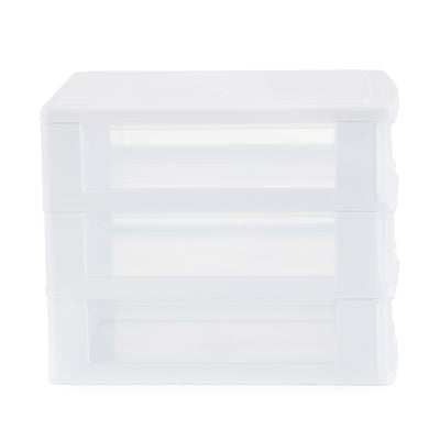 Clear Mini 3 Drawer Desk and Office Organizer with White Finish (Used) - VMInnovations