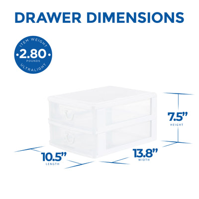 Gracious Living Deluxe 2 Drawer Storage Desktop and Countertop Organizer, White - VMInnovations