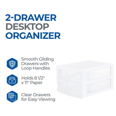 Gracious Living Deluxe 2 Drawer Storage Desktop Countertop Organizer (Open Box) - VMInnovations