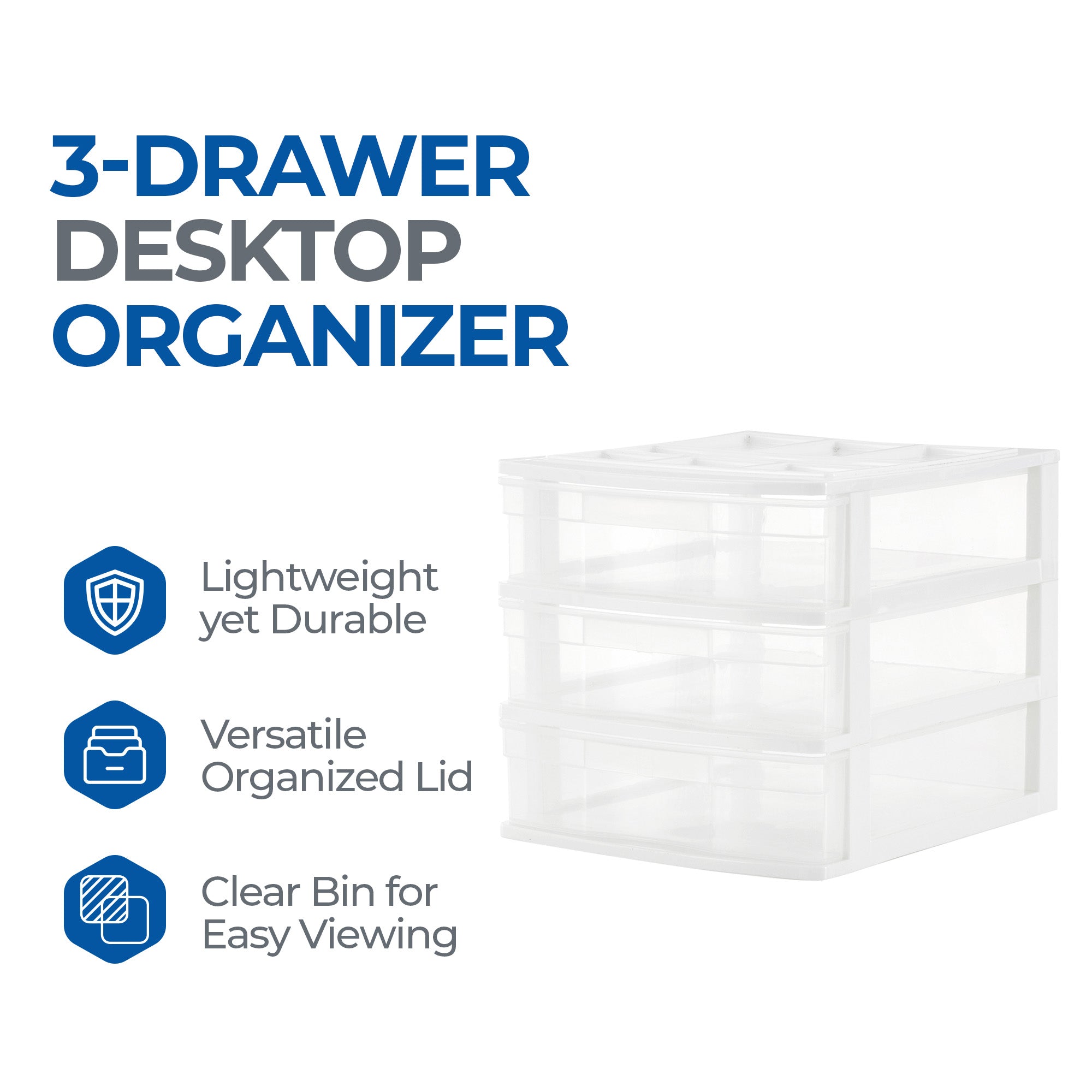 Gracious Living 3 Drawer Desktop Countertop Storage w/ Organizer Lid (Open Box)
