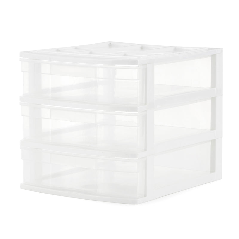 Gracious Living 3 Drawer Desktop Countertop Storage w/ Organizer Lid (Open Box)