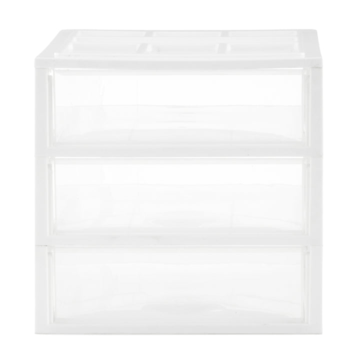 Gracious Living 3 Drawer Desktop Countertop Storage with Organizer Lid, White