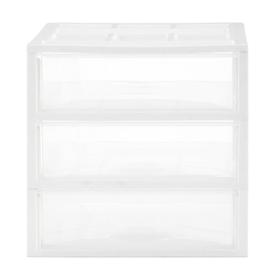 Gracious Living 3 Drawer Desktop Countertop Storage with Organizer Lid, White