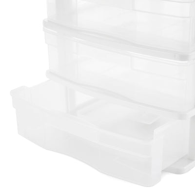 Gracious Living 3 Drawer Desktop Countertop Storage with Organizer Lid, White