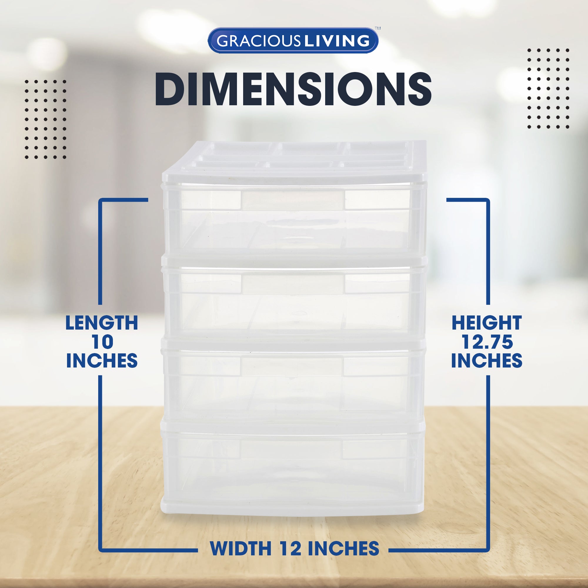 Gracious Living 4 Drawer Desktop Countertop Storage with Organizer Lid (3 Pack)