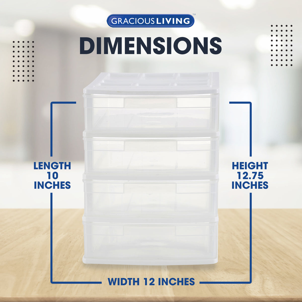 Gracious Living 4 Drawer Desktop Countertop Storage with Organizer Lid (2 Pack)