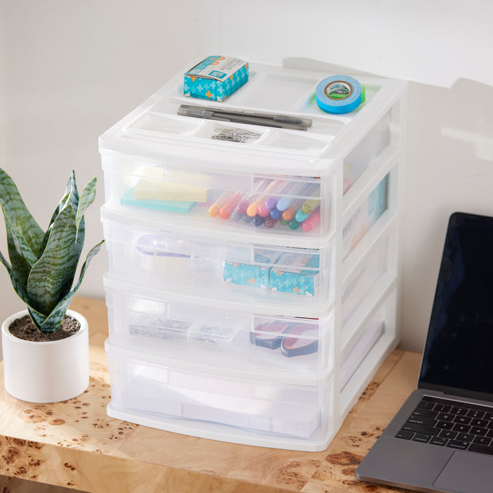 Gracious Living 4 Drawer Desktop Countertop Storage with Organizer Lid (3 Pack) - VMInnovations