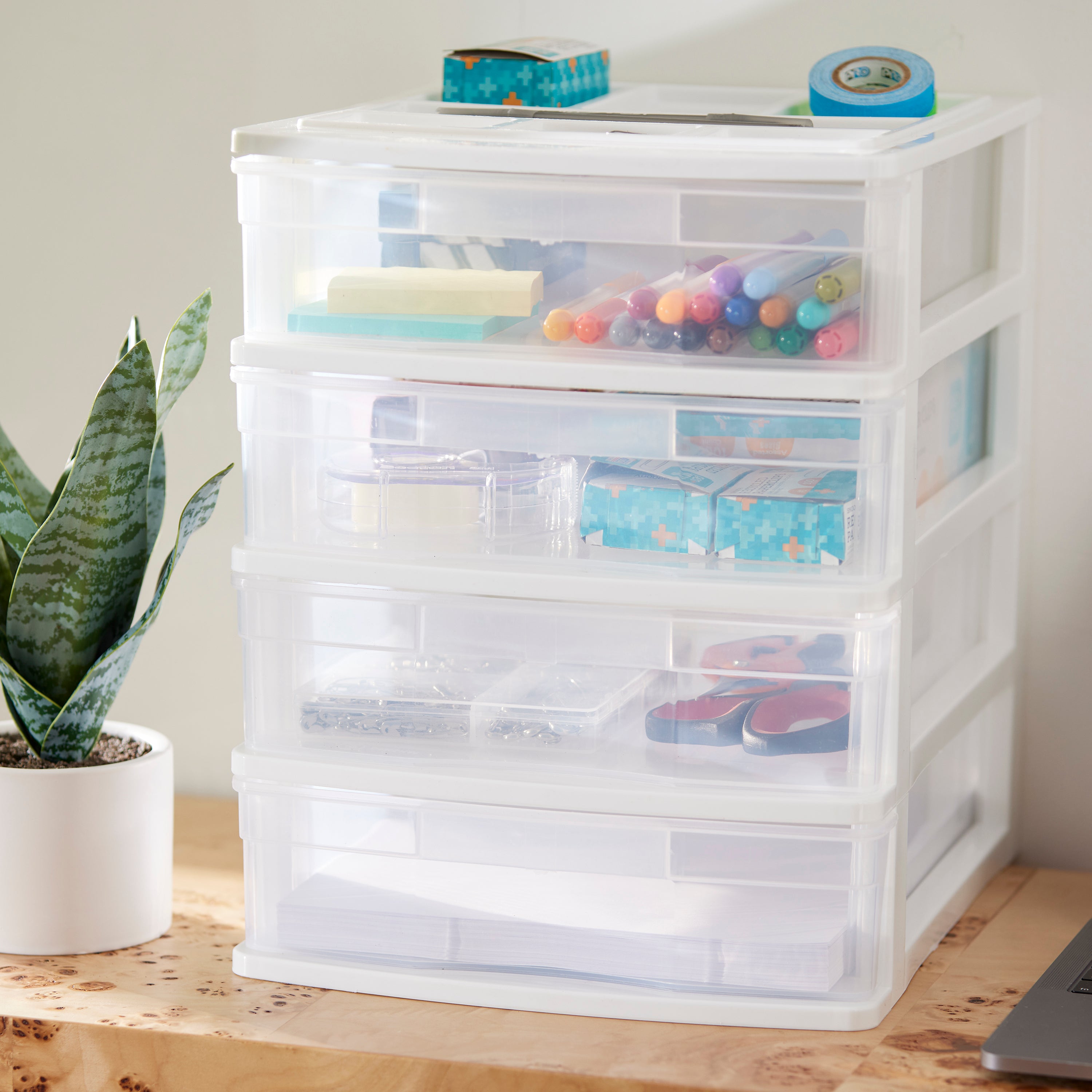 Gracious Living 4 Drawer Desktop Countertop Storage with Organizer Lid (2 Pack)