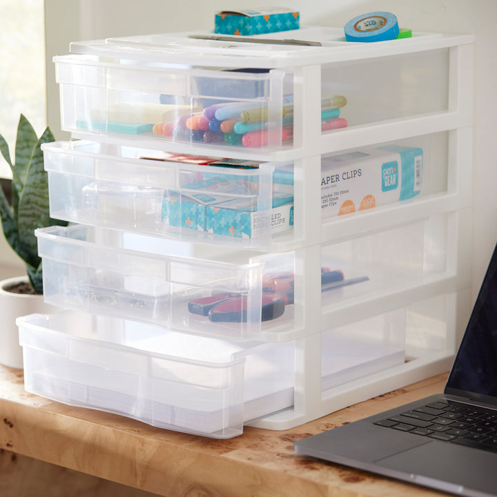 Gracious Living 4 Drawer Desktop Countertop Storage with Organizer Lid (3 Pack)