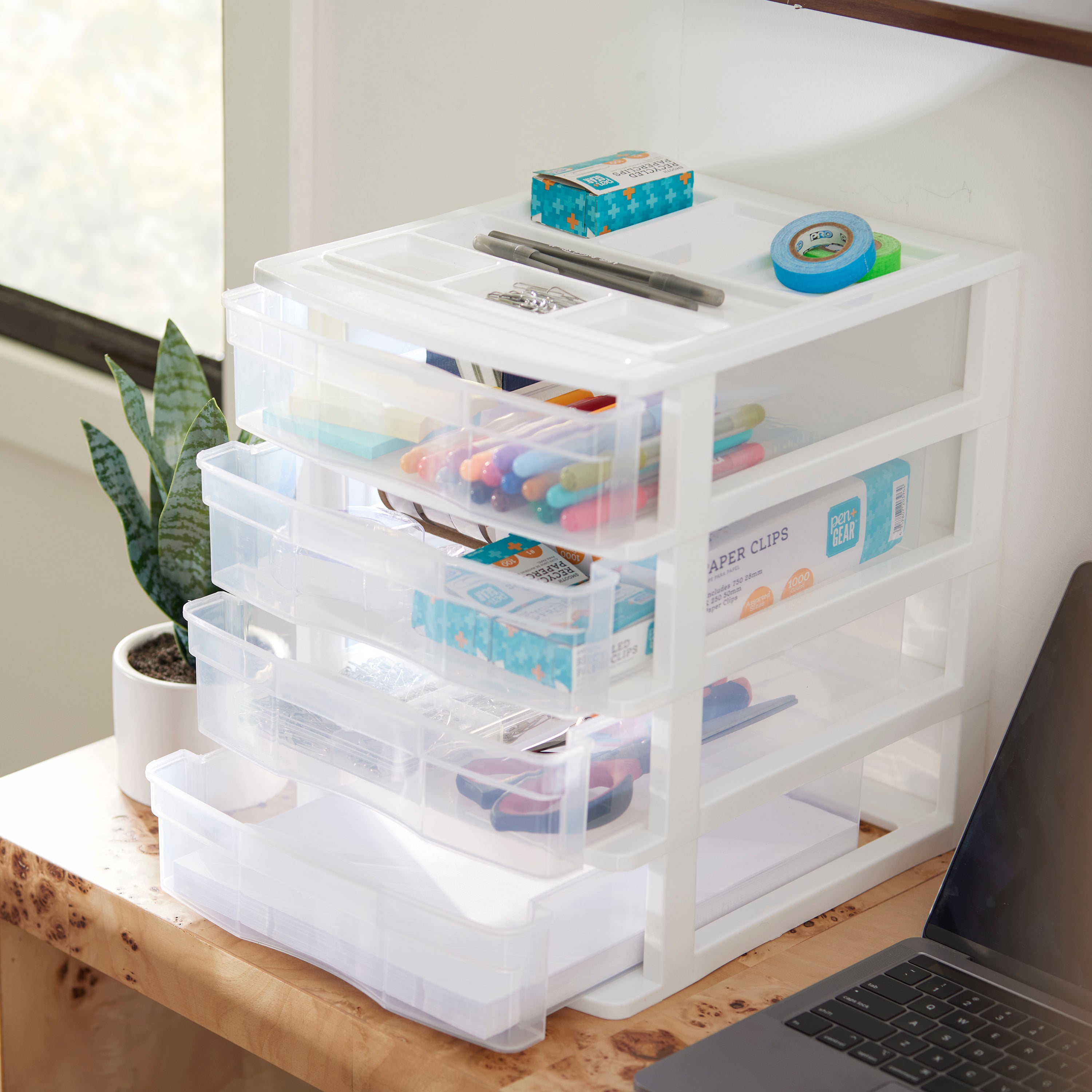 Gracious Living 4 Drawer Desktop Countertop Storage with Organizer Lid (3 Pack)