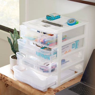 Gracious Living 4 Drawer Desktop Countertop Storage with Organizer Lid (2 Pack)