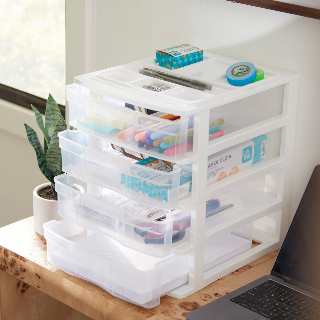 Gracious Living 4 Drawer Desktop Countertop Storage with Organizer Lid (3 Pack) - VMInnovations