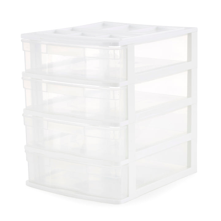 Gracious Living 4 Drawer Desktop Countertop Storage with Organizer Lid (4 Pack)