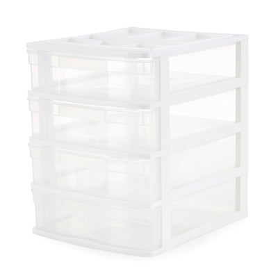 Gracious Living 4 Drawer Desktop Countertop Storage with Organizer Lid (2 Pack)