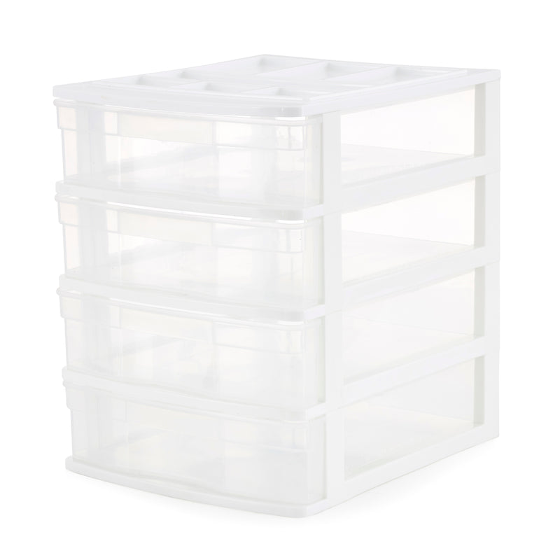 Gracious Living 4 Drawer Desktop Countertop Storage with Organizer Lid (4 Pack)