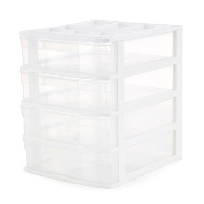 Gracious Living 4 Drawer Desktop Countertop Storage w/ Organizer Lid (Open Box)