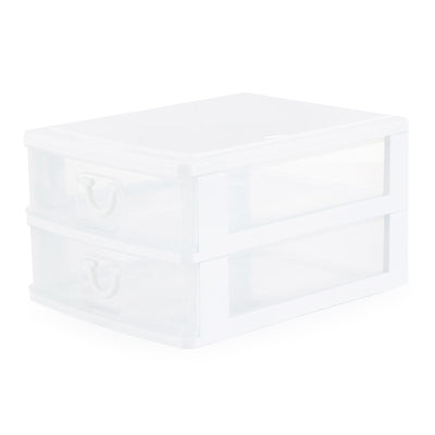Gracious Living Deluxe 2 Drawer Storage Desktop and Countertop Organizer, White - VMInnovations