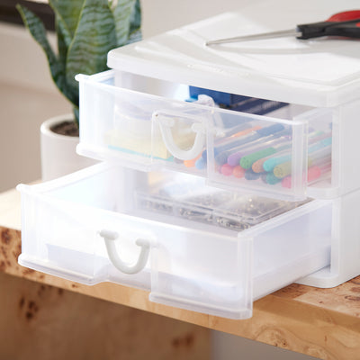 Gracious Living Deluxe 2 Drawer Storage Desktop and Countertop Organizer, White - VMInnovations