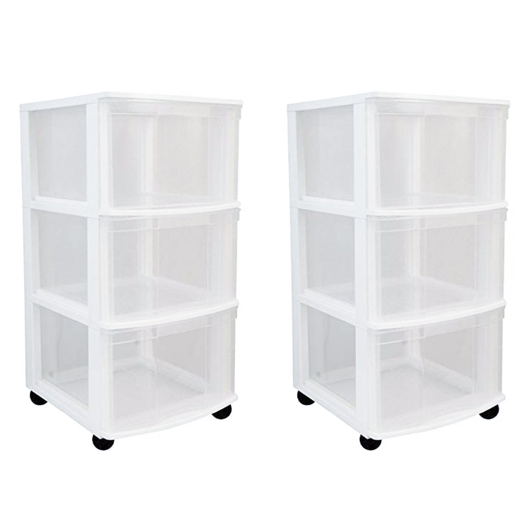 Gracious Living Classic 3 Drawer Organizer Plastic Storage Cart w/Wheels(2 Pack) - VMInnovations