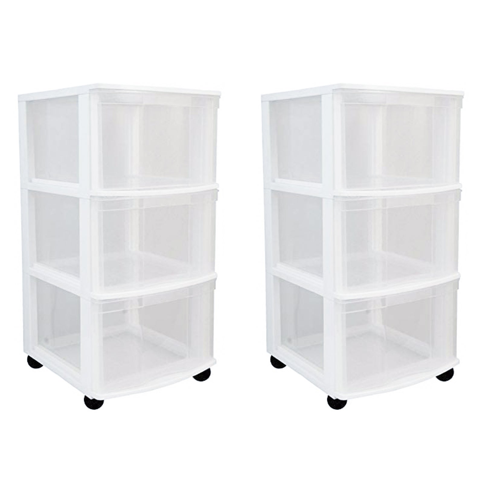 Gracious Living Classic 3 Drawer Organizer Plastic Storage Cart w/Wheels(2 Pack) - VMInnovations