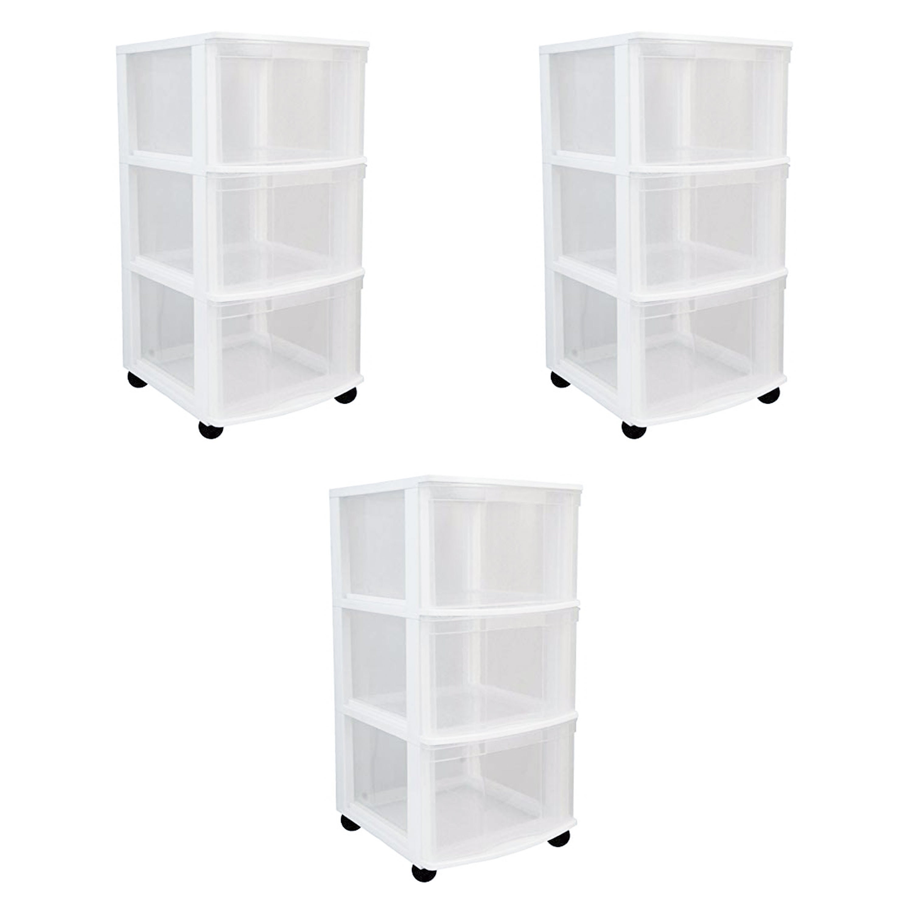 Gracious Living Classic 3 Drawer Organizer Plastic Storage Cart w/Wheels(3 Pack) - VMInnovations