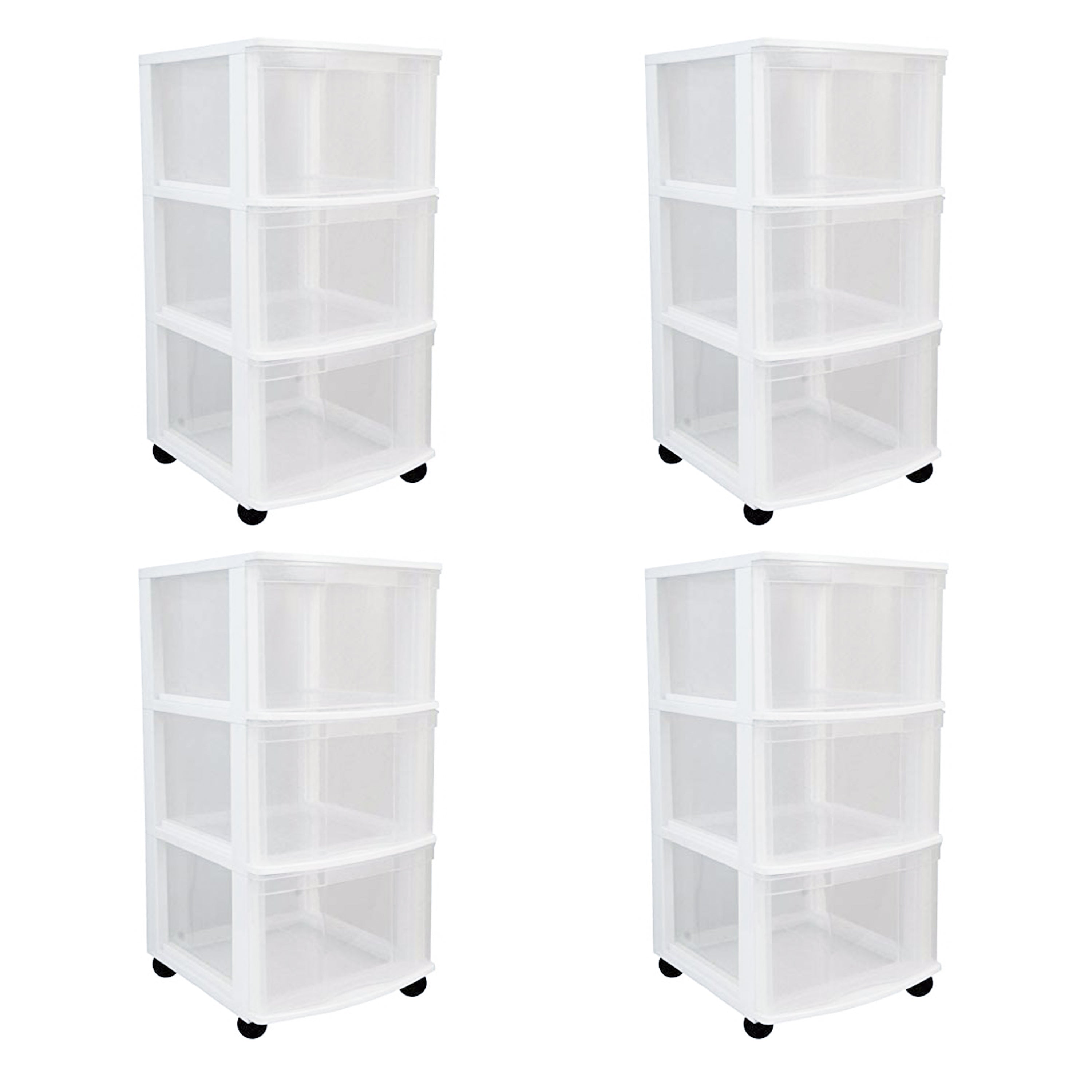 Gracious Living Classic 3 Drawer Organizer Plastic Storage Cart w/Wheels(4 Pack) - VMInnovations