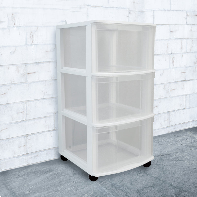 Gracious Living Classic 3 Drawer Organizer Plastic Storage Cart, White (Used)