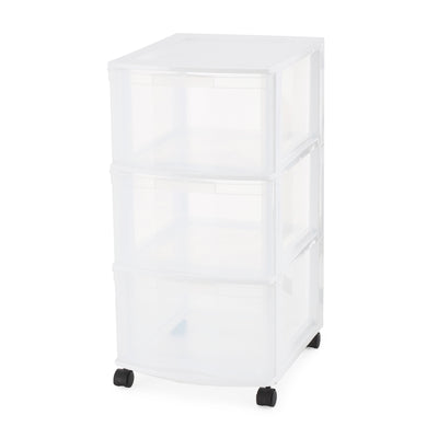 Gracious Living Classic 3 Drawer Organizer Plastic Storage Cart, White(Open Box)