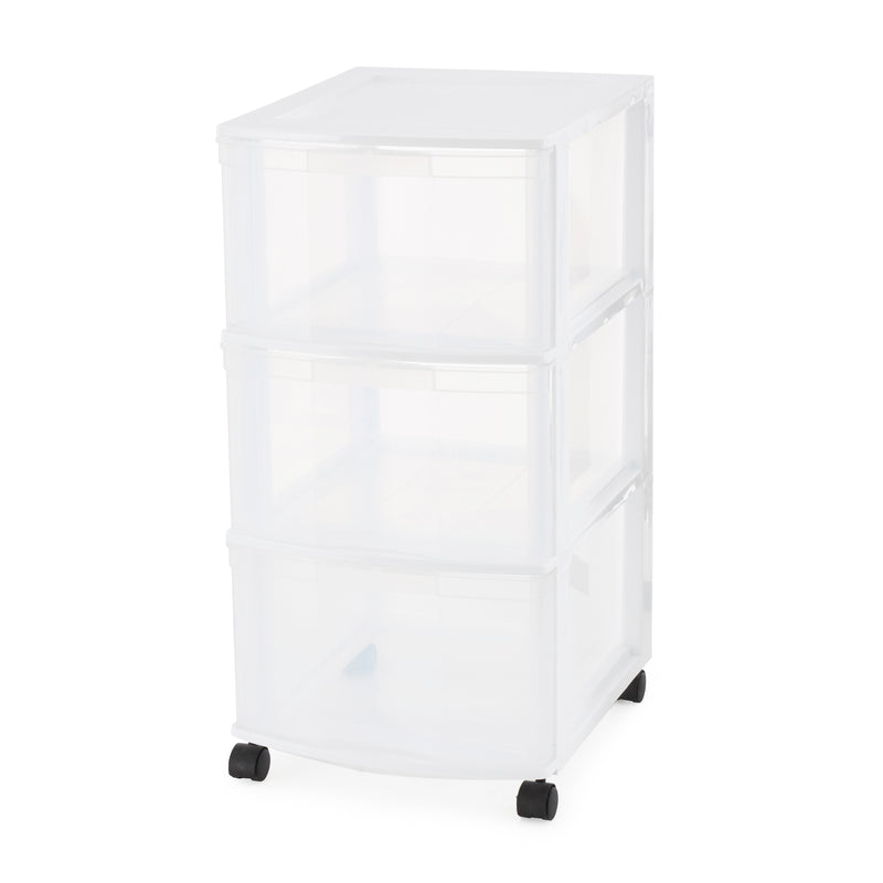 Gracious Living Classic 3 Drawer Organizer Plastic Storage Cart, White(Open Box)