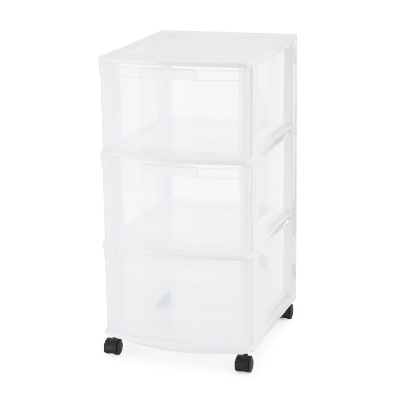 Gracious Living Classic 3 Drawer Organizer Plastic Storage Cart w/ Wheels, White