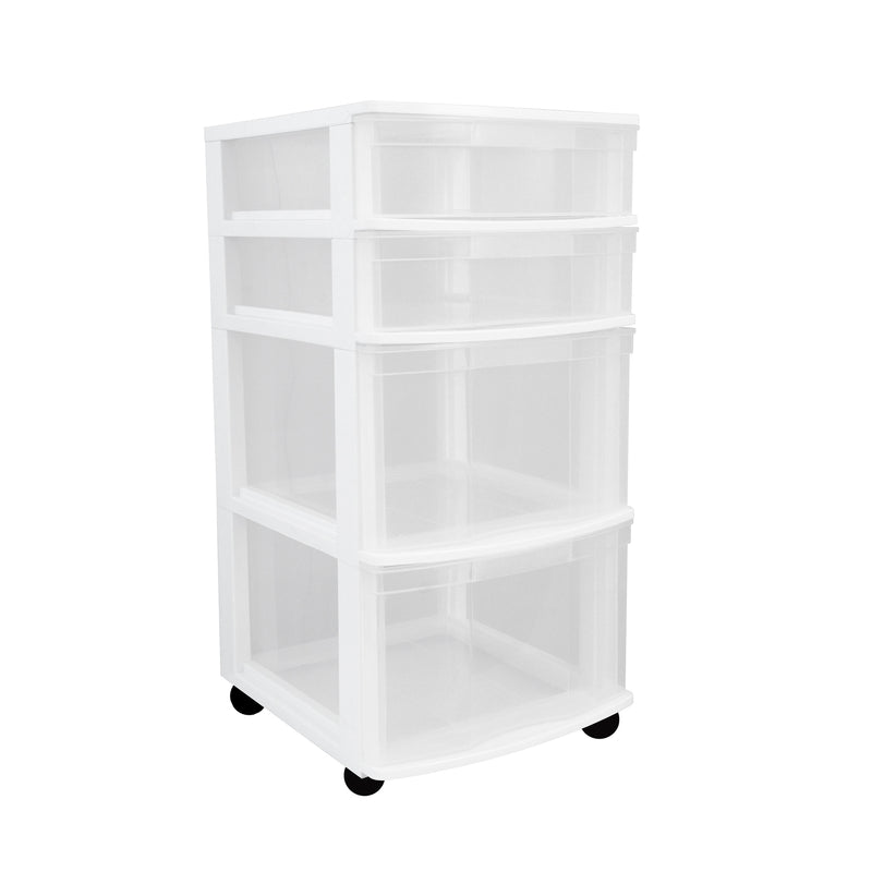 Gracious Living Resin Clear 4 Drawer Storage Chest System w/ Casters (Open Box)