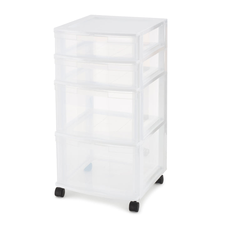 Gracious Living Resin Clear 4 Drawer Storage Chest System w/ Casters (Open Box)