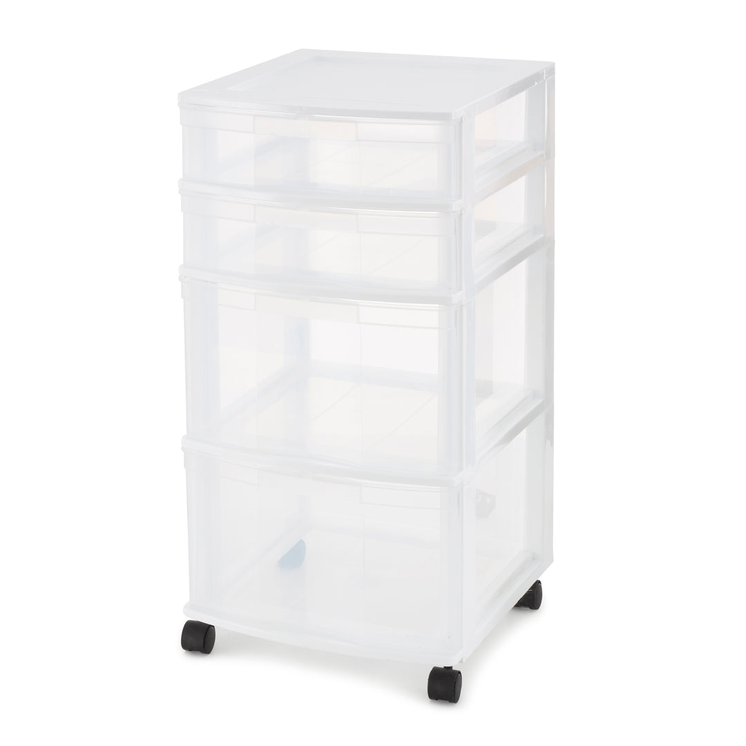 Gracious Living Resin Clear 4 Drawer Storage Chest System w/ Casters (Open Box) - VMInnovations