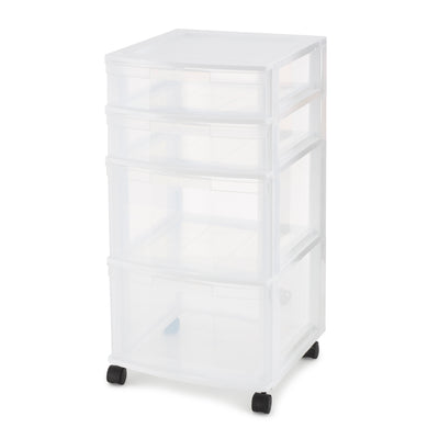 Gracious Living Resin Clear 4 Drawer Storage Chest System w/ Casters (Open Box) - VMInnovations