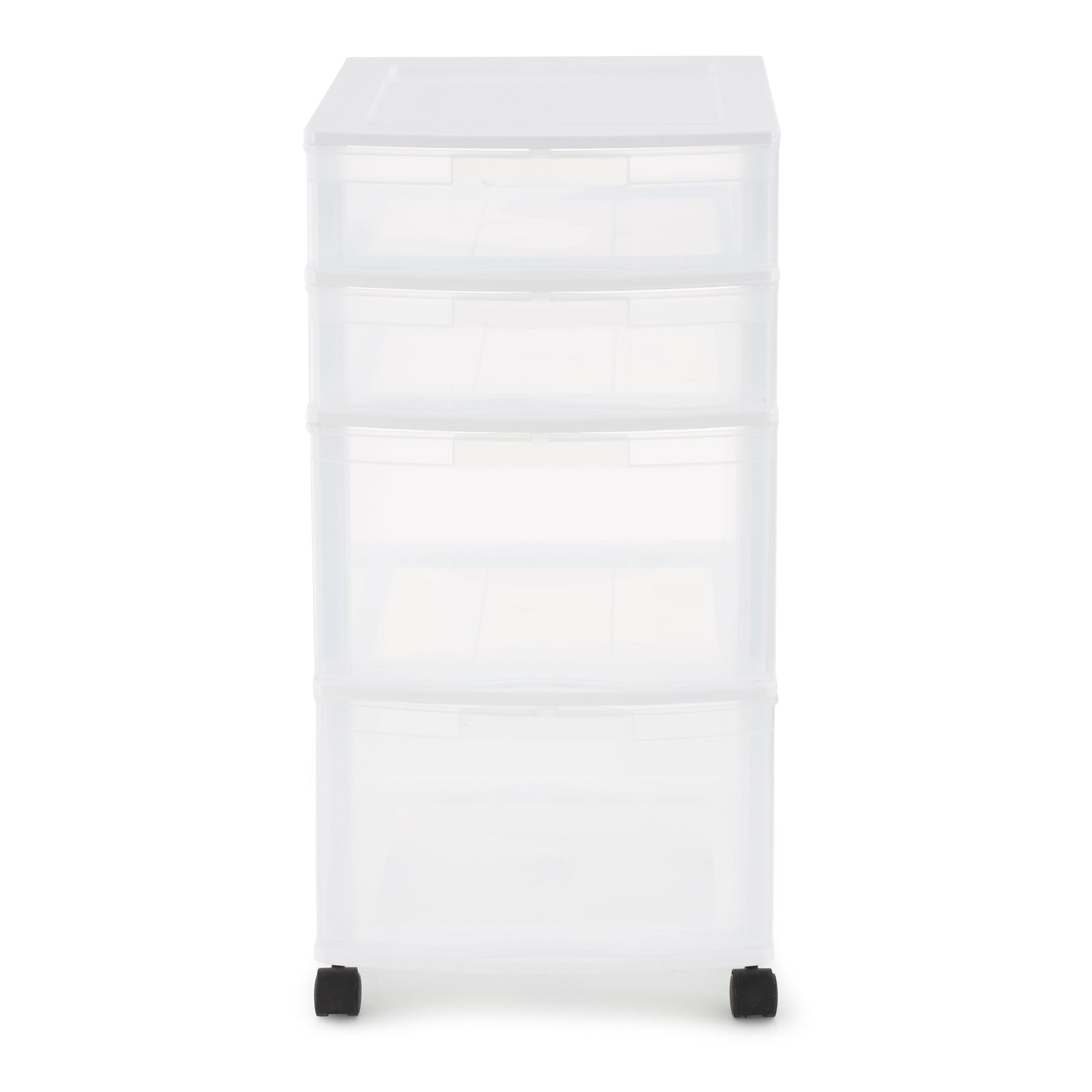 Gracious Living Resin Clear 4 Drawer Storage Chest System with Casters, White - VMInnovations