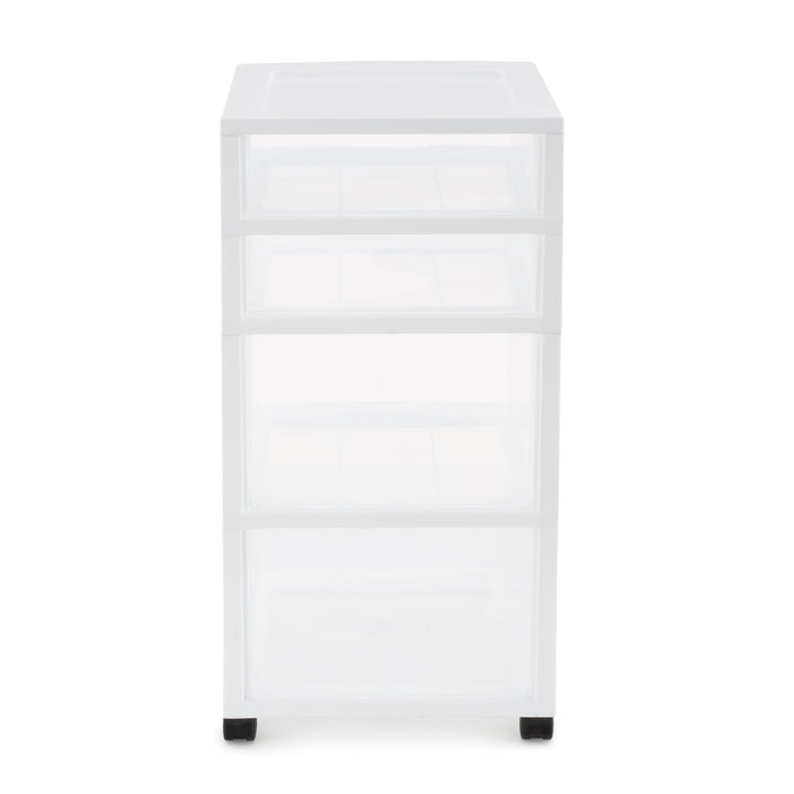 Gracious Living Resin Clear 4 Drawer Storage Chest System with Casters, White - VMInnovations