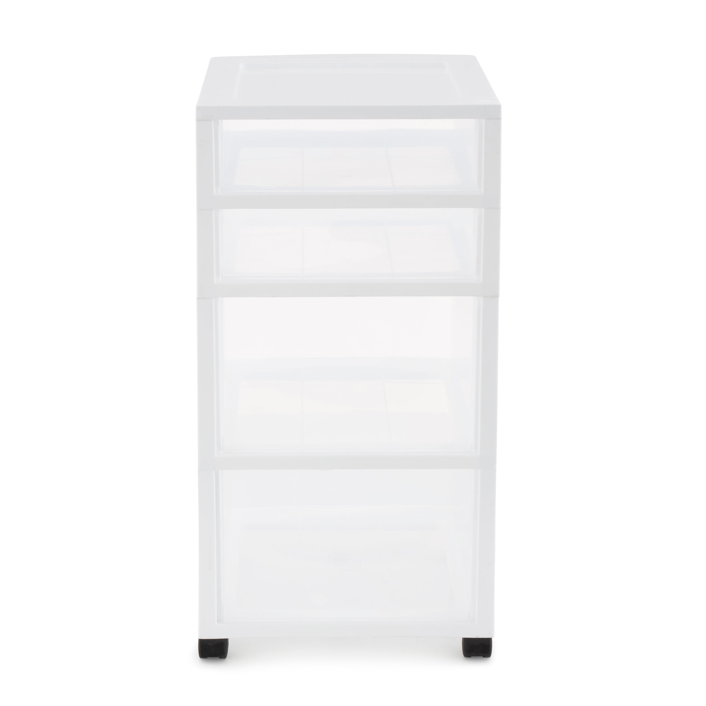 Gracious Living Resin Clear 4 Drawer Storage Chest System with Casters, White - VMInnovations